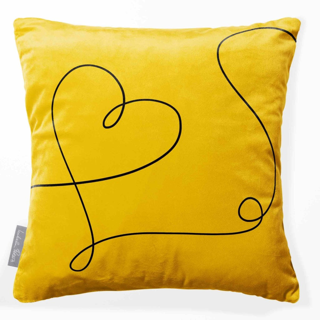 Heart | Sustainable Velvet Cushion - Mustard Ochre 40 x 40 cm Standard by Izabela Peters