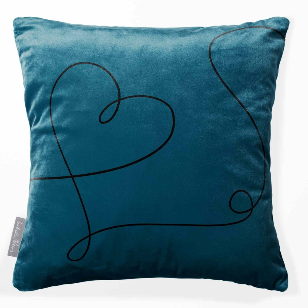 Heart | Sustainable Velvet Cushion - Teal 40 x 40 cm Standard by Izabela Peters