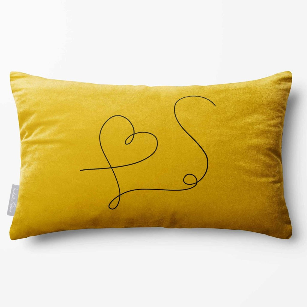 Heart | Sustainable Velvet Rectangle Cushion - Mustard Ochre 50 x 30 cm Standard by Izabela Peters