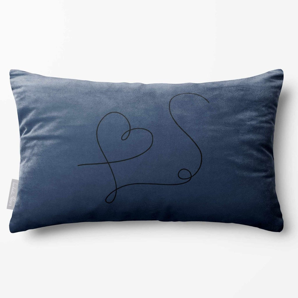 Heart | Sustainable Velvet Rectangle Cushion - Petrol Blue 50 x 30 cm Standard by Izabela Peters