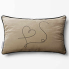 Heart | Sustainable Velvet Rectangle Cushion - Taupe 50 x 30 cm Piped by Izabela Peters