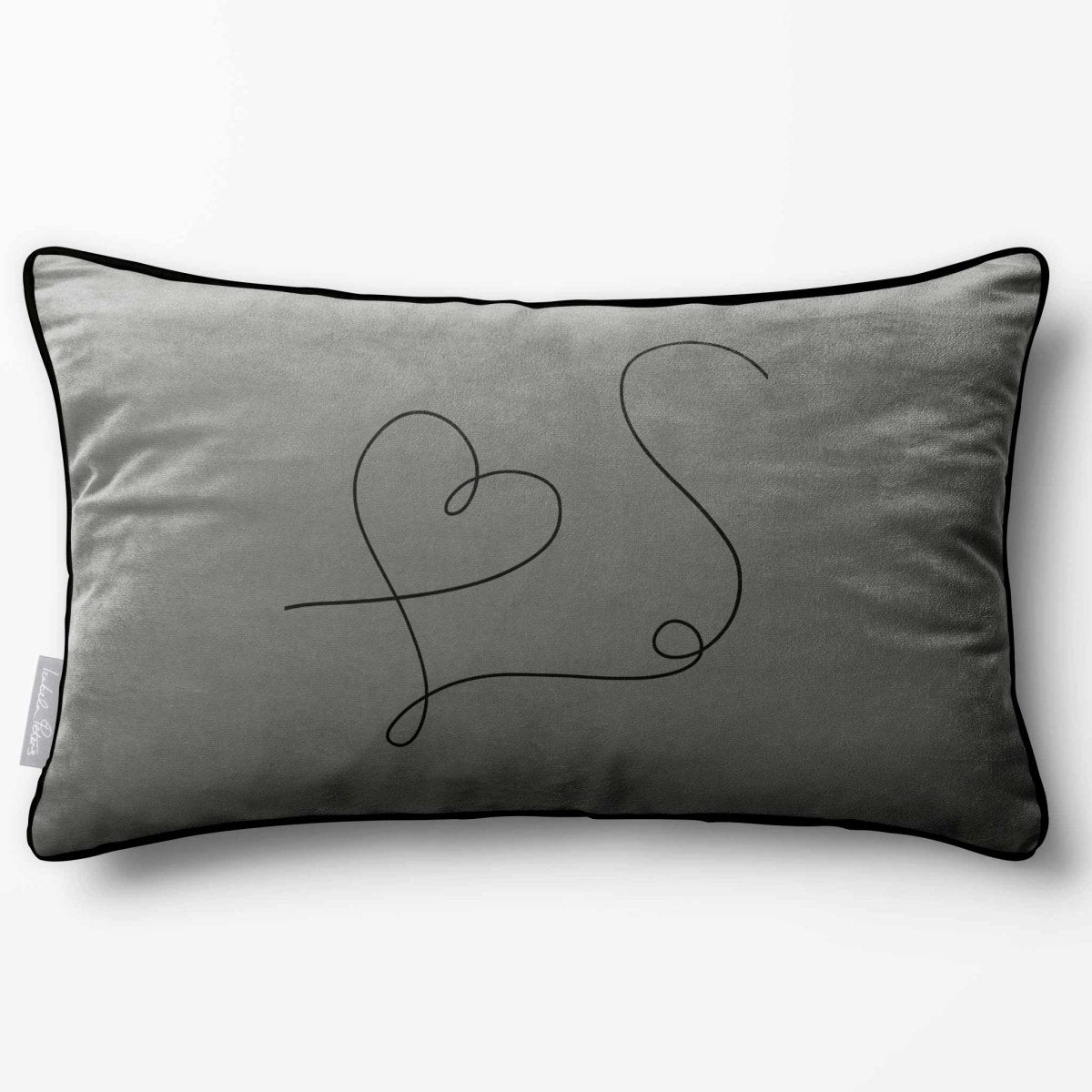 Heart | Sustainable Velvet Rectangle Cushion - French Grey 50 x 30 cm Piped by Izabela Peters
