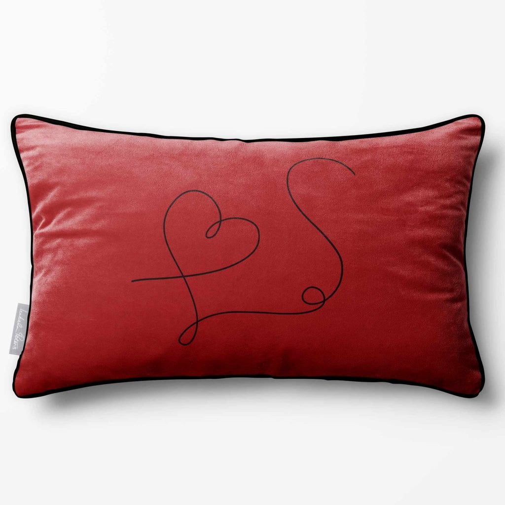 Heart | Sustainable Velvet Rectangle Cushion - Crimson Muse 50 x 30 cm Piped by Izabela Peters
