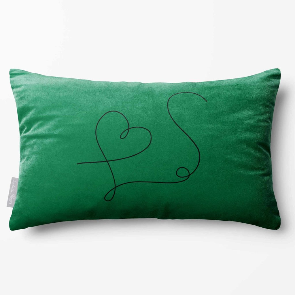 Heart | Sustainable Velvet Rectangle Cushion - Emerald Green 50 x 30 cm Standard by Izabela Peters