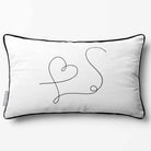 Heart | Sustainable Velvet Rectangle Cushion - White & Black 50 x 30 cm Piped by Izabela Peters