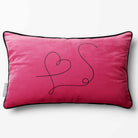 Heart | Sustainable Velvet Rectangle Cushion - Hot Pink 50 x 30 cm Piped by Izabela Peters