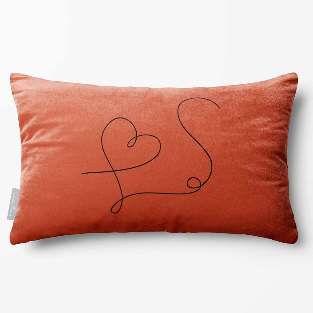 Heart | Sustainable Velvet Rectangle Cushion - Burnt Ochre 50 x 30 cm Standard by Izabela Peters