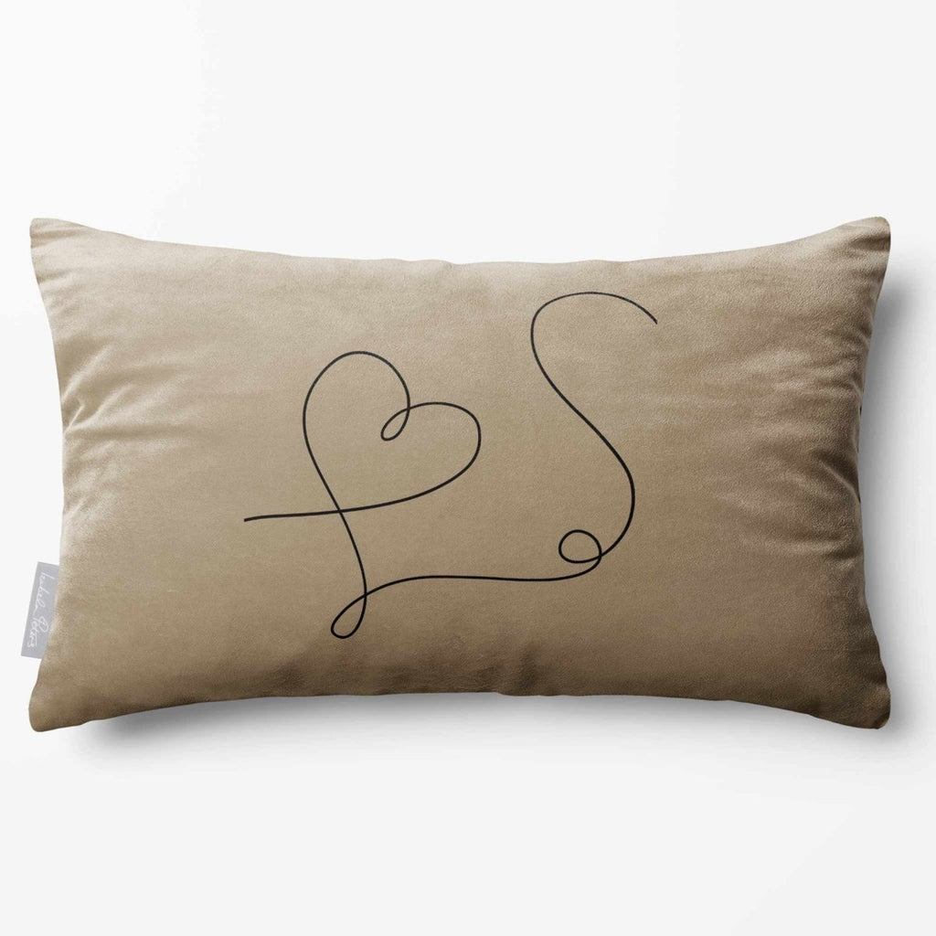 Heart | Sustainable Velvet Rectangle Cushion - Taupe 50 x 30 cm Standard by Izabela Peters