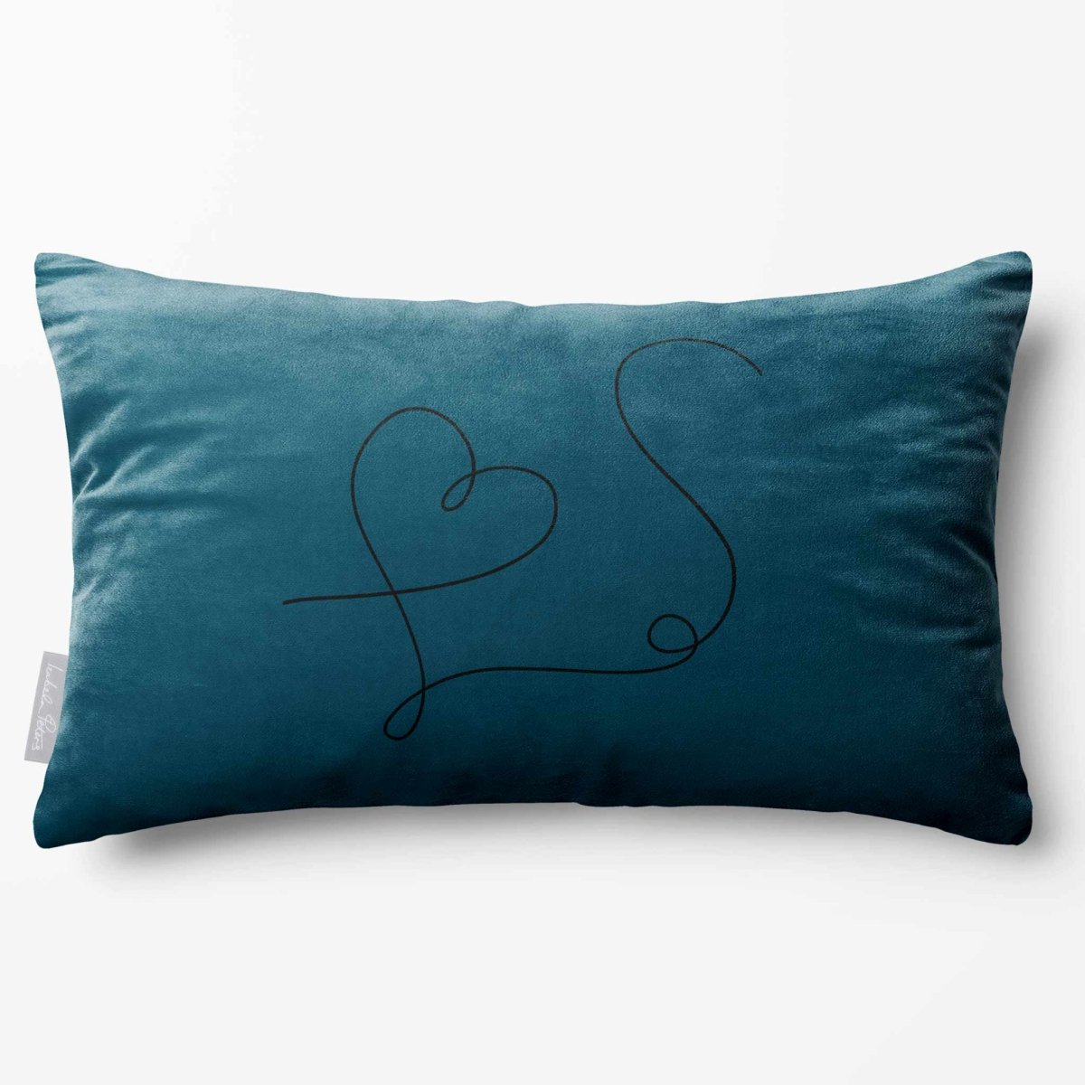 Heart | Sustainable Velvet Rectangle Cushion - Teal 50 x 30 cm Standard by Izabela Peters