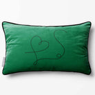 Heart | Sustainable Velvet Rectangle Cushion - Emerald Green 50 x 30 cm Piped by Izabela Peters