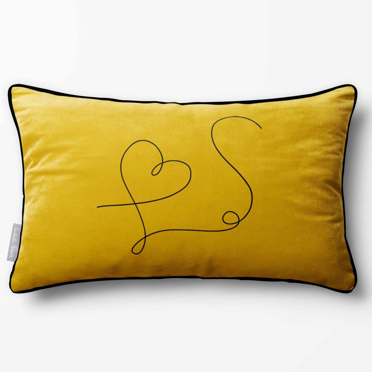 Heart | Sustainable Velvet Rectangle Cushion - Mustard Ochre 50 x 30 cm Piped by Izabela Peters