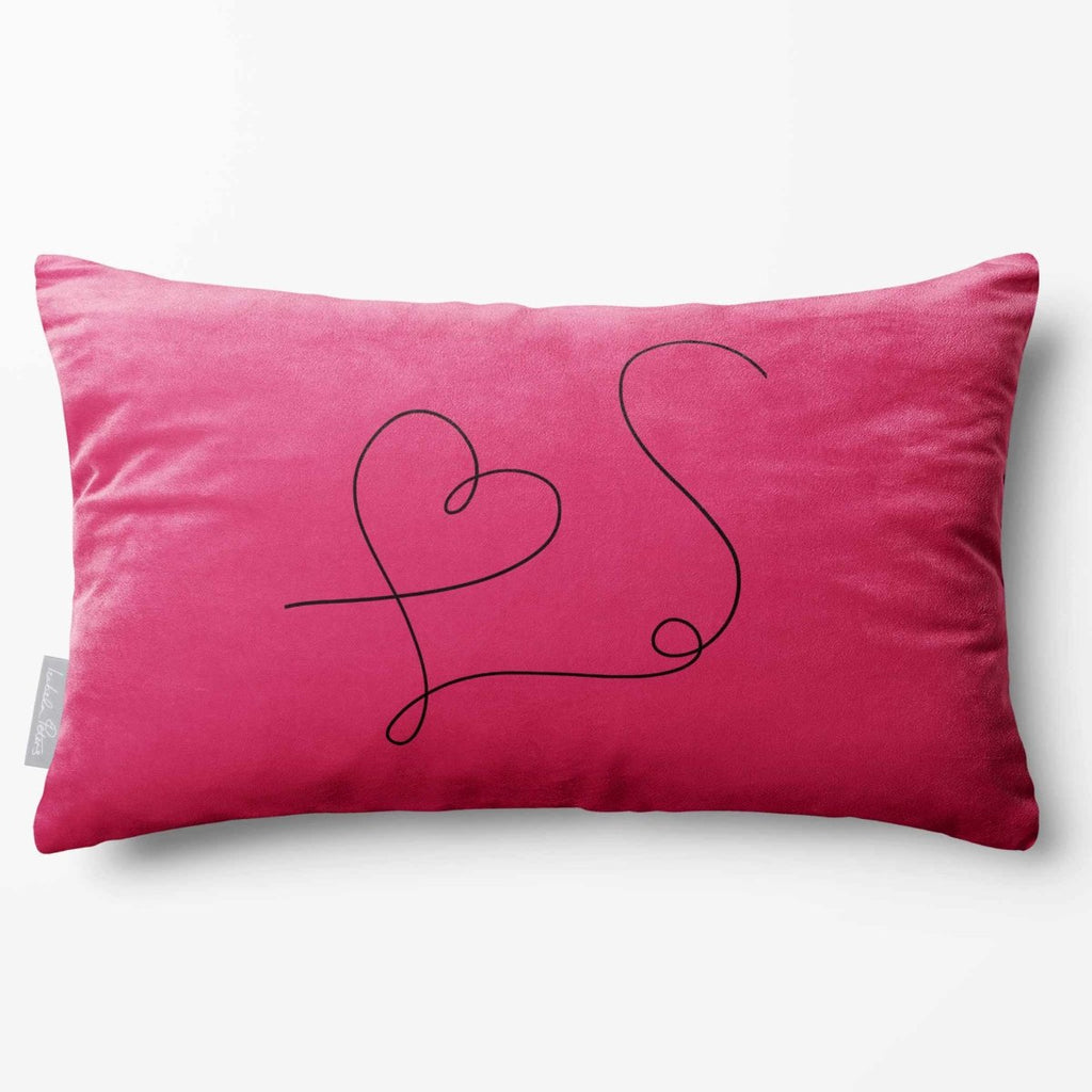 Heart | Sustainable Velvet Rectangle Cushion - Hot Pink 50 x 30 cm Standard by Izabela Peters