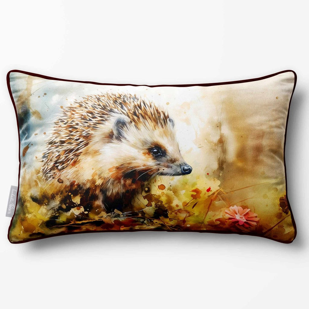 Hedgehog | Sustainable Velvet Rectangle Cushion - 50 x 30 cm Piped by Izabela Peters