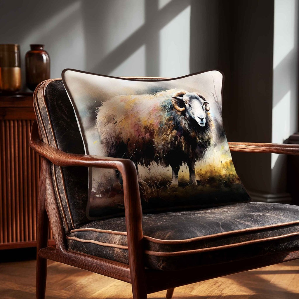 Herdwick Sheep | Sustainable Velvet Cushion - 40 x 40 cm Piped by Izabela Peters