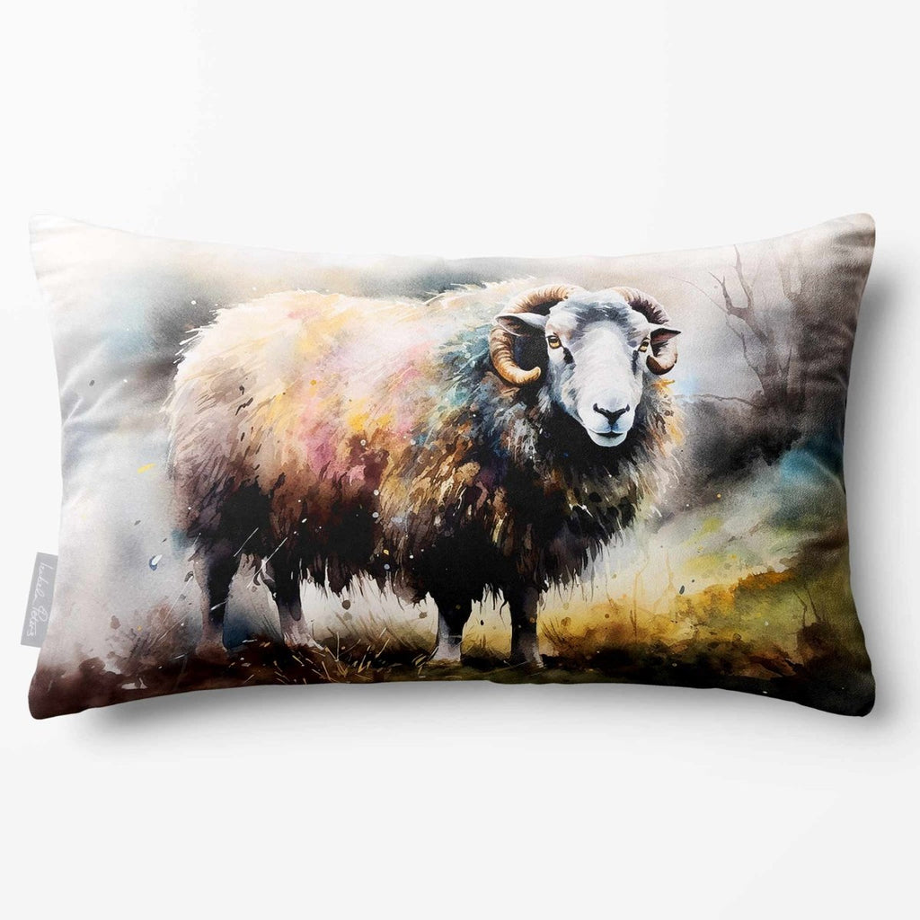 Herdwick Sheep | Sustainable Velvet Rectangle Cushion - 50 x 30 cm Standard by Izabela Peters