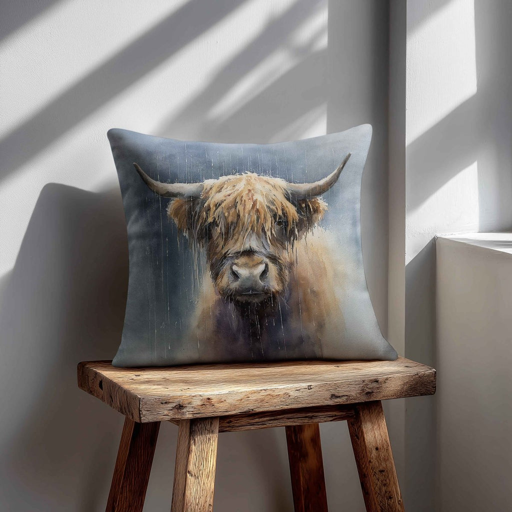Highland Cow | Sustainable Velvet Cushion - 40 x 40 cm Piped by Izabela Peters