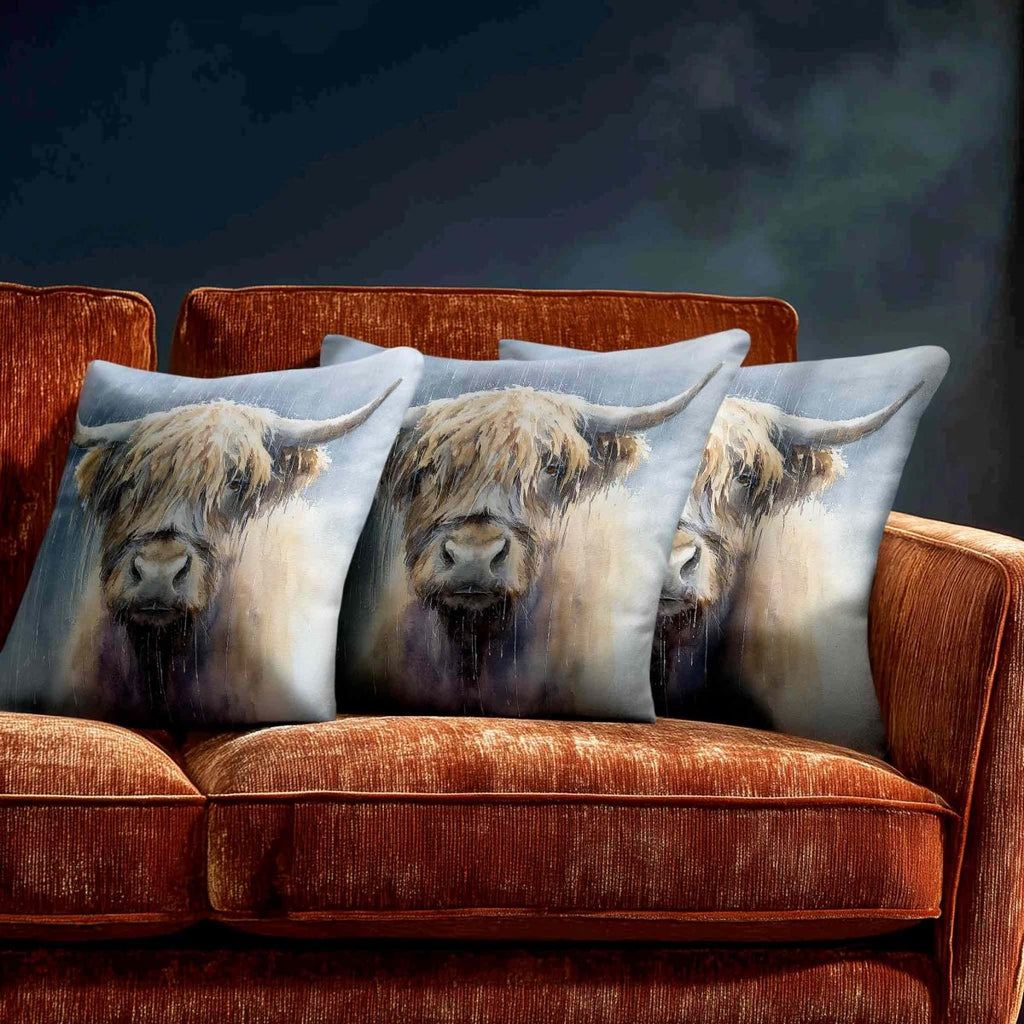 Highland Cow | Sustainable Velvet Cushion - 40 x 40 cm Standard by Izabela Peters