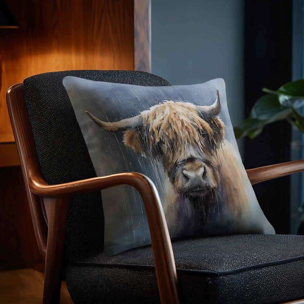 Highland Cow | Sustainable Velvet Cushion - 40 x 40 cm Piped by Izabela Peters
