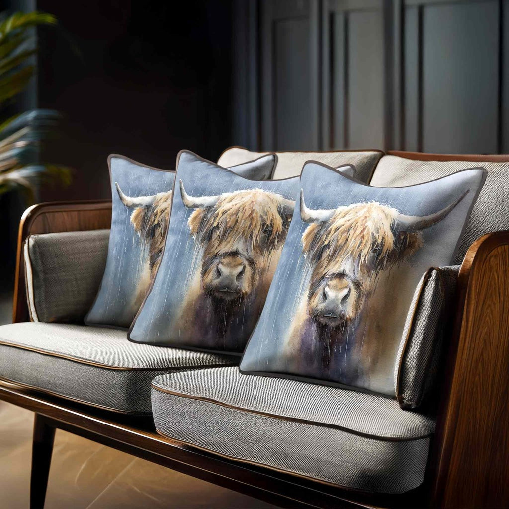 Highland Cow | Sustainable Velvet Cushion - 40 x 40 cm Standard by Izabela Peters