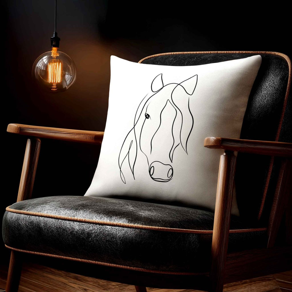 Horse | Sustainable Velvet Cushion - White & Black 40 x 40 cm Standard by Izabela Peters
