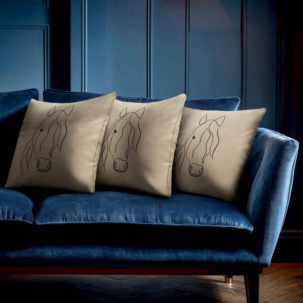 Horse | Sustainable Velvet Cushion - Taupe 40 x 40 cm Standard by Izabela Peters