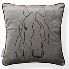 Horse | Sustainable Velvet Cushion - Beluga 40 x 40 cm Piped by Izabela Peters