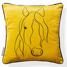 Horse | Sustainable Velvet Cushion - Mustard Ochre 40 x 40 cm Piped by Izabela Peters