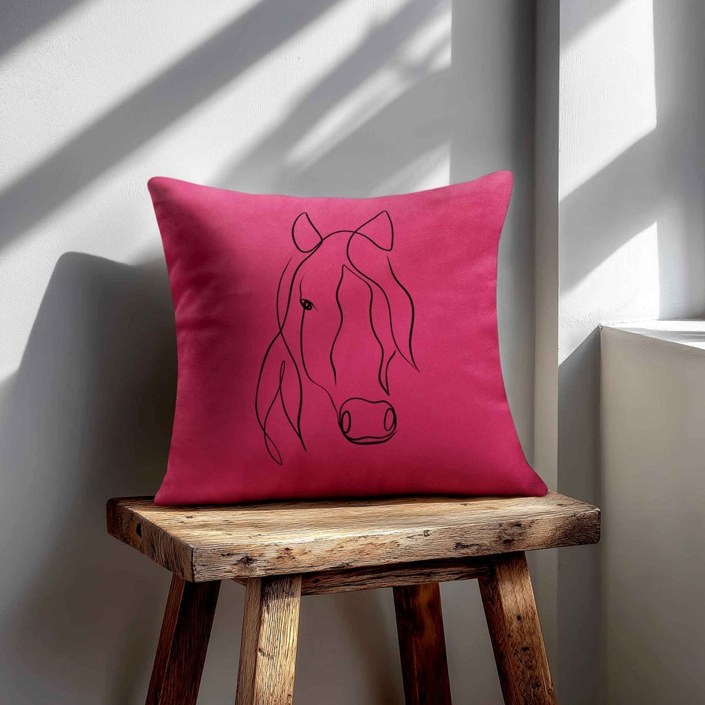 Horse | Sustainable Velvet Cushion - Hot Pink 40 x 40 cm Standard by Izabela Peters