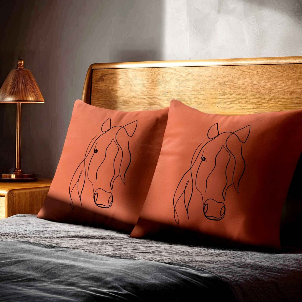Horse | Sustainable Velvet Cushion - Burnt Ochre 40 x 40 cm Standard by Izabela Peters