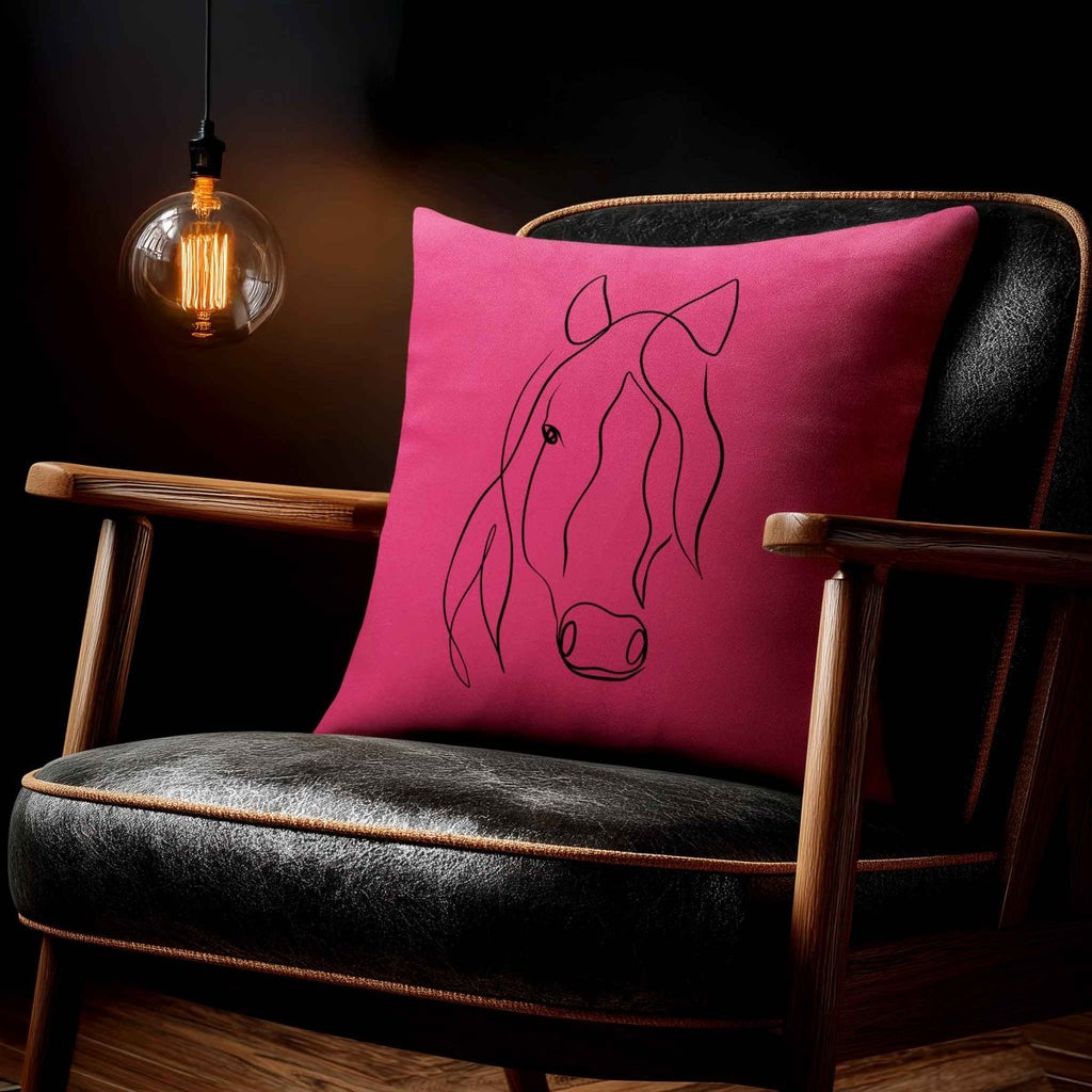 Horse | Sustainable Velvet Cushion - Hot Pink 40 x 40 cm Standard by Izabela Peters