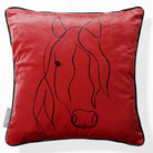 Horse | Sustainable Velvet Cushion - Crimson Muse 40 x 40 cm Piped by Izabela Peters