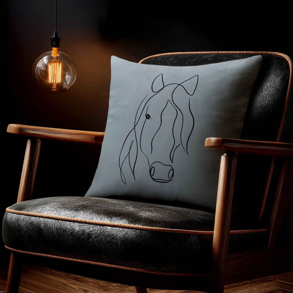 Horse | Sustainable Velvet Cushion - French Grey 40 x 40 cm Standard by Izabela Peters