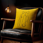 Horse | Sustainable Velvet Cushion - Mustard Ochre 40 x 40 cm Standard by Izabela Peters