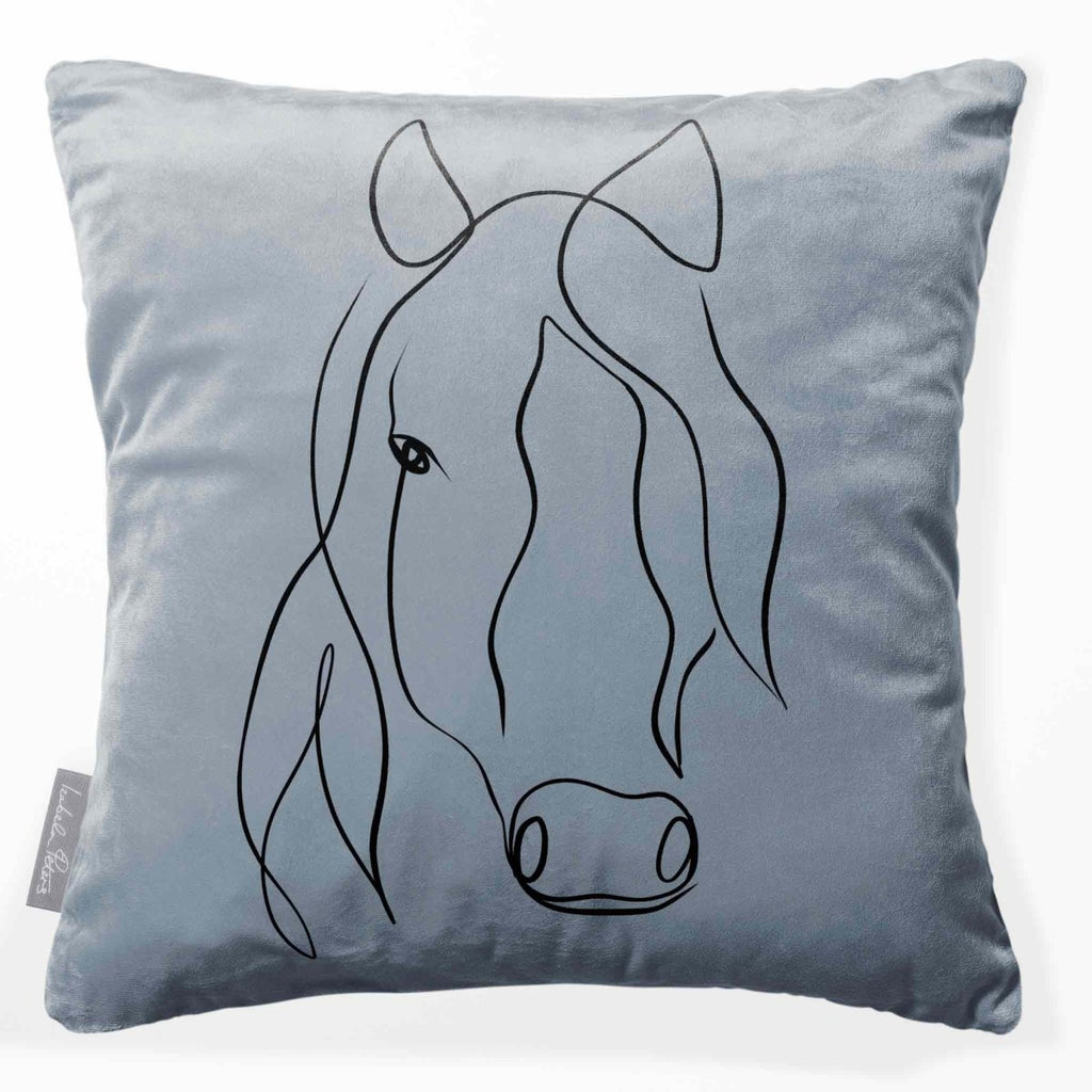 Horse | Sustainable Velvet Cushion - French Grey 40 x 40 cm Standard by Izabela Peters