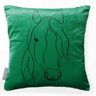 Horse | Sustainable Velvet Cushion - Emerald Green 40 x 40 cm Standard by Izabela Peters