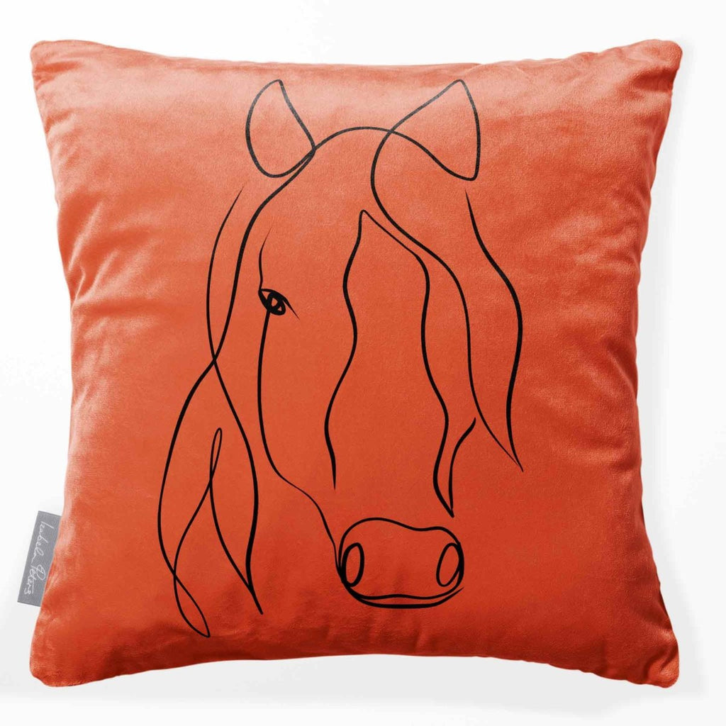 Horse | Sustainable Velvet Cushion - Burnt Ochre 40 x 40 cm Standard by Izabela Peters