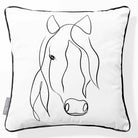 Horse | Sustainable Velvet Cushion - White & Black 40 x 40 cm Piped by Izabela Peters