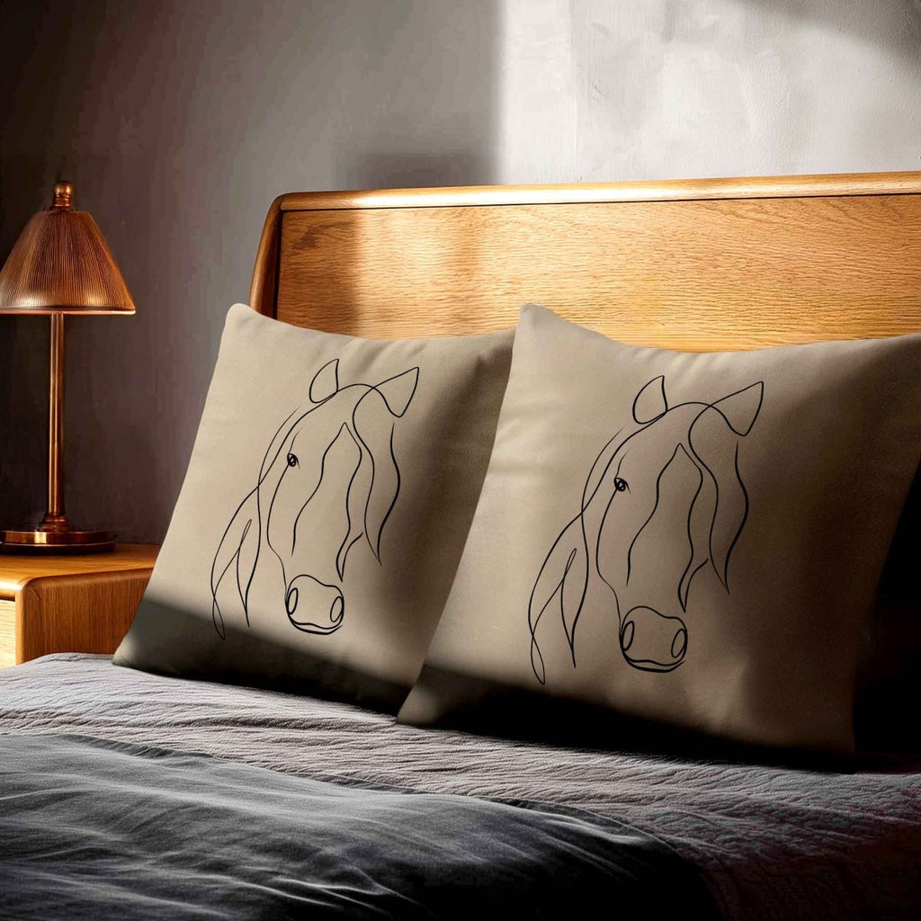 Horse | Sustainable Velvet Cushion - Taupe 40 x 40 cm Standard by Izabela Peters