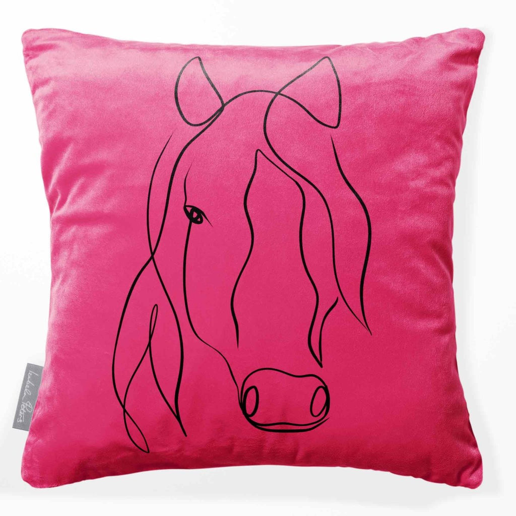 Horse | Sustainable Velvet Cushion - Hot Pink 40 x 40 cm Standard by Izabela Peters