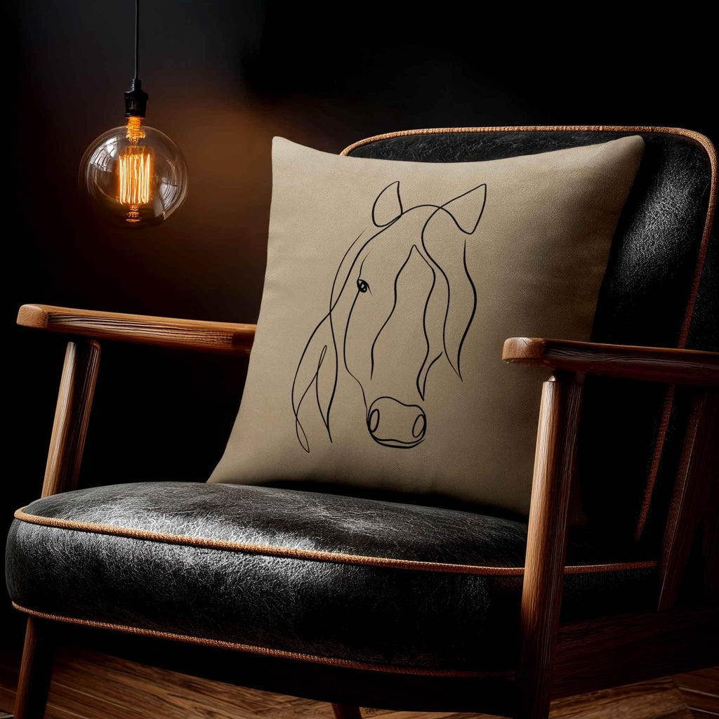 Horse | Sustainable Velvet Cushion - Taupe 40 x 40 cm Standard by Izabela Peters