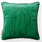 Horse | Sustainable Velvet Cushion - Emerald Green 40 x 40 cm Piped by Izabela Peters