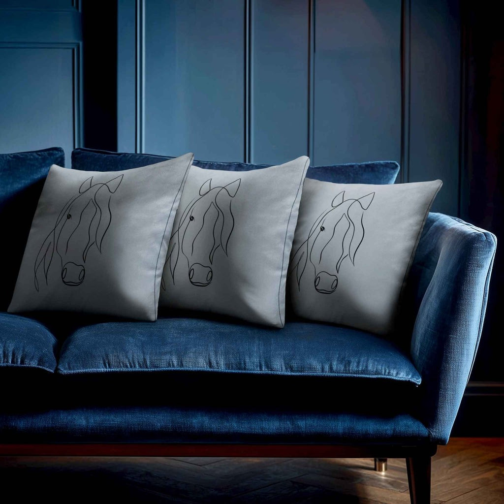 Horse | Sustainable Velvet Cushion - French Grey 40 x 40 cm Standard by Izabela Peters