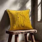 Horse | Sustainable Velvet Cushion - Mustard Ochre 40 x 40 cm Standard by Izabela Peters