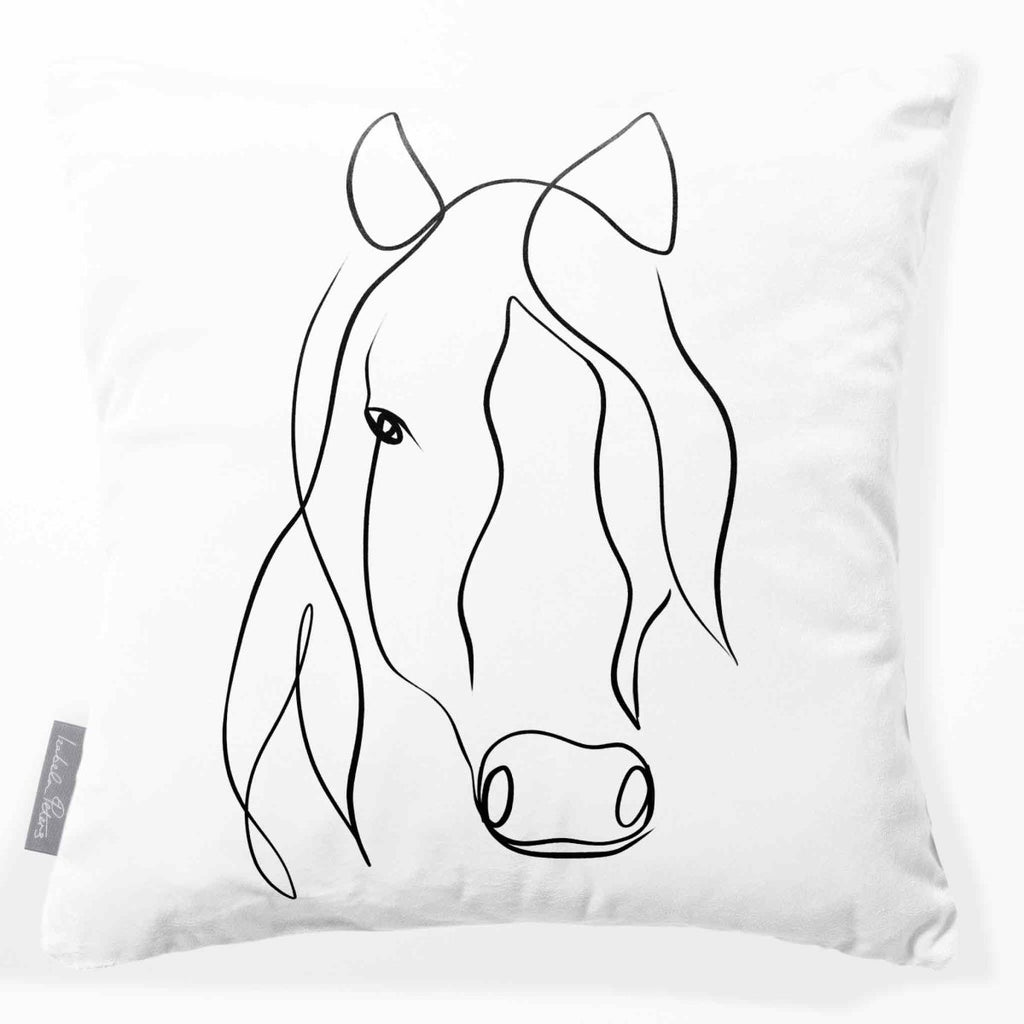 Horse | Sustainable Velvet Cushion - White & Black 40 x 40 cm Standard by Izabela Peters