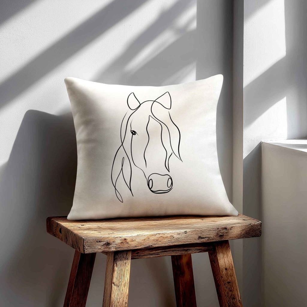 Horse | Sustainable Velvet Cushion - White & Black 40 x 40 cm Standard by Izabela Peters