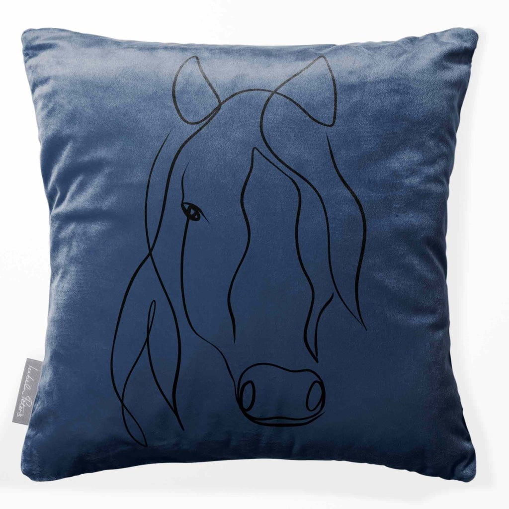 Horse | Sustainable Velvet Cushion - Petrol Blue 40 x 40 cm Standard by Izabela Peters