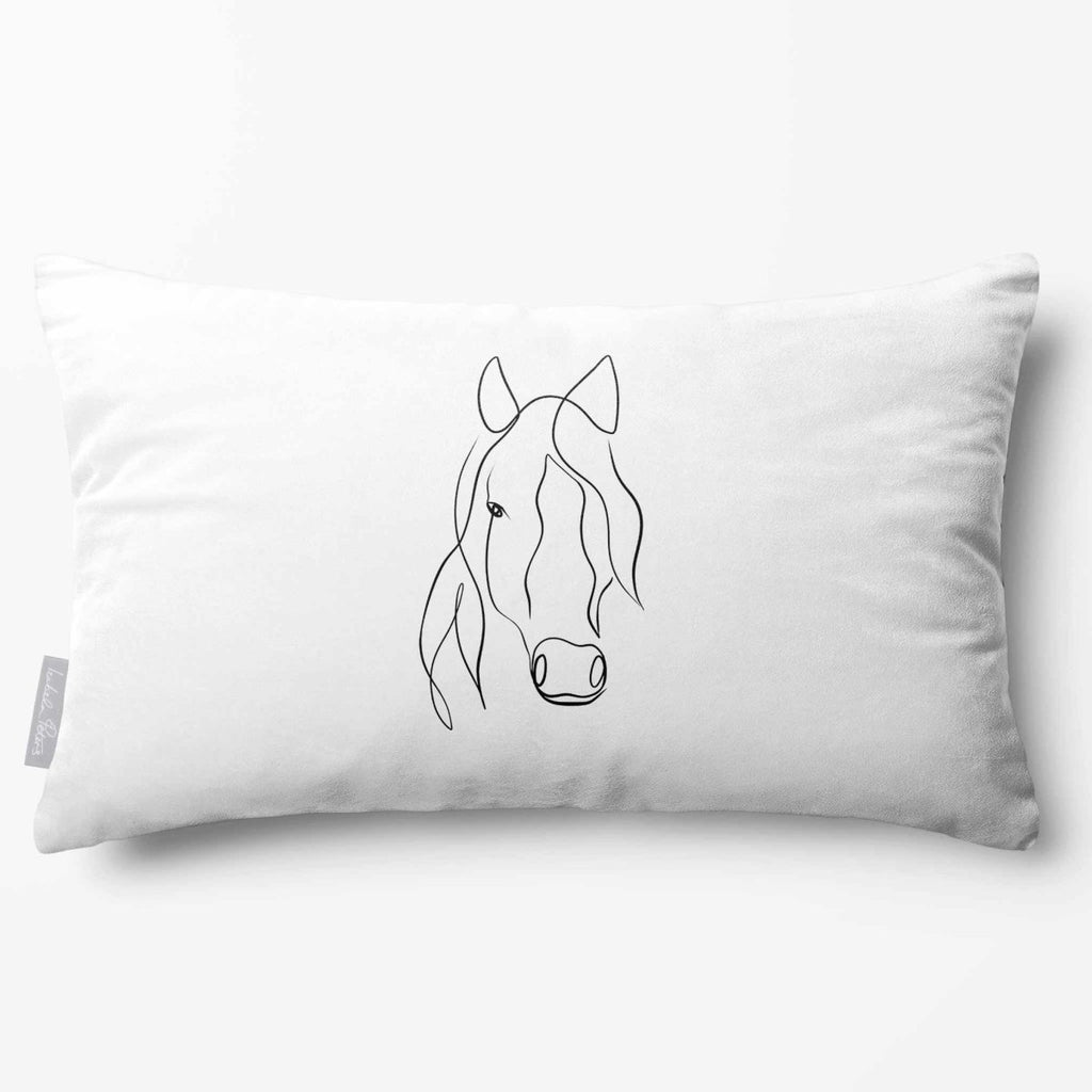 Horse | Sustainable Velvet Rectangle Cushion - White & Black 50 x 30 cm Standard by Izabela Peters