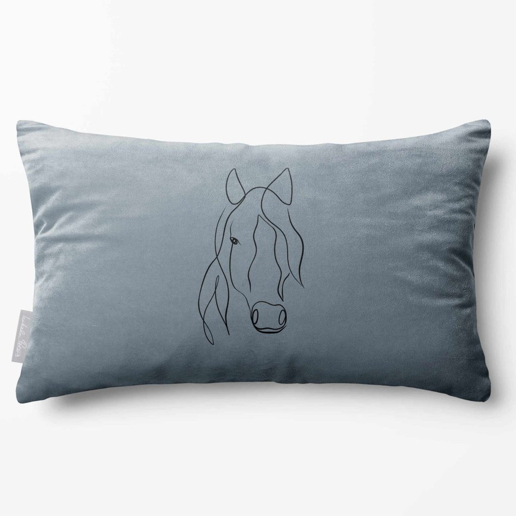 Horse | Sustainable Velvet Rectangle Cushion - French Grey 50 x 30 cm Standard by Izabela Peters