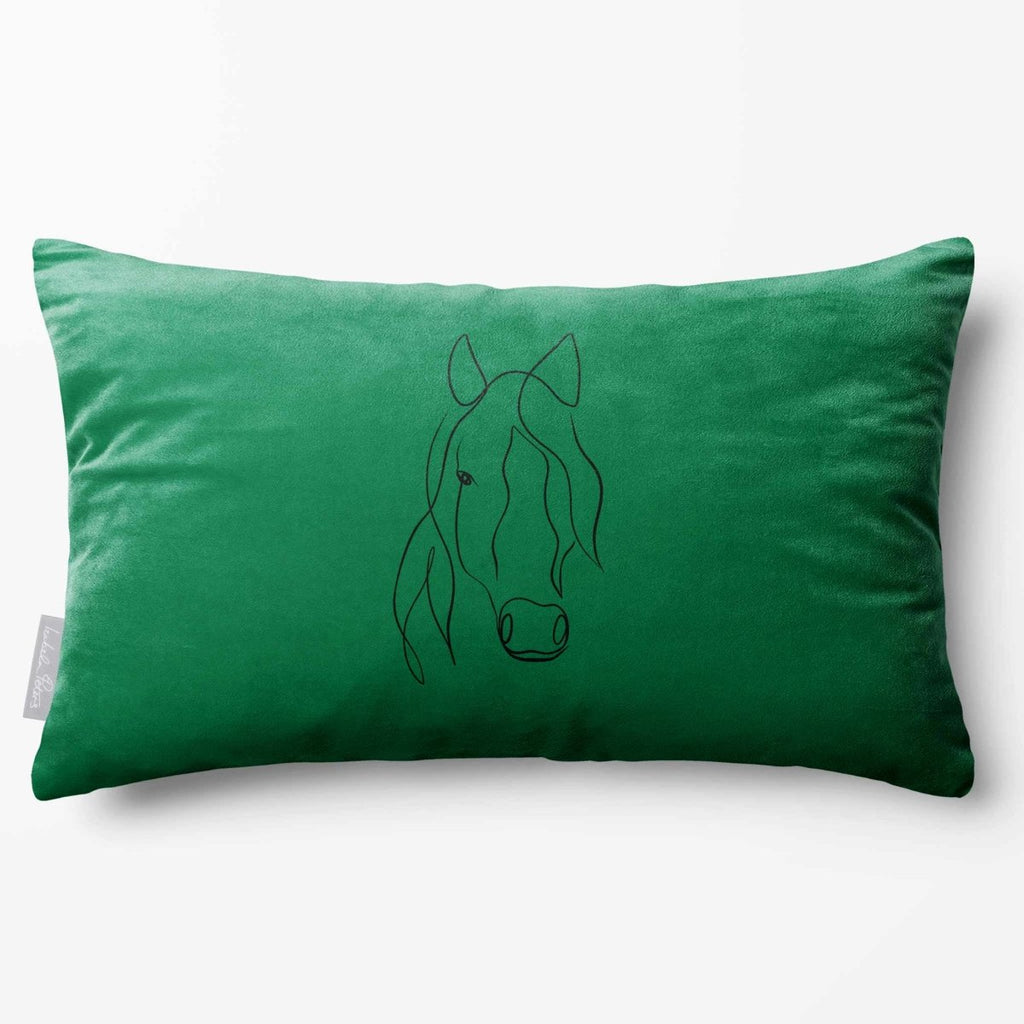Horse | Sustainable Velvet Rectangle Cushion - Emerald Green 50 x 30 cm Standard by Izabela Peters