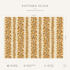 Pattern scale of the Gilded Ivy Christmas tablecloth in ivory and gold across its 144 cm width, with care notes